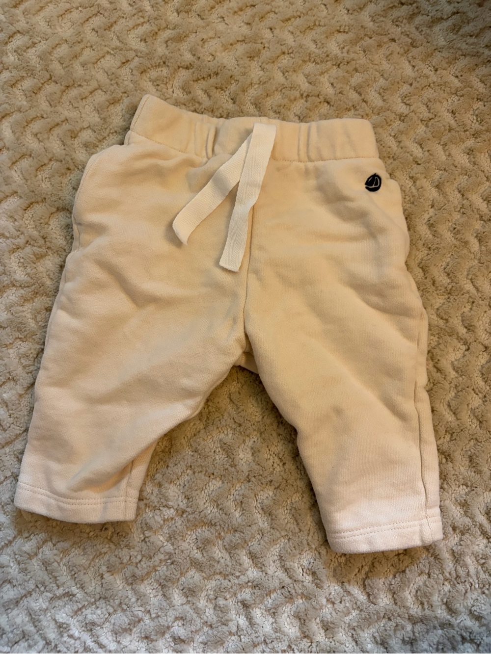 Cream French Baby Sweatpants - 3 months